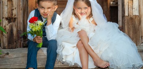 Kinder auf der der Kinderbetreuung zur Hochzeit.